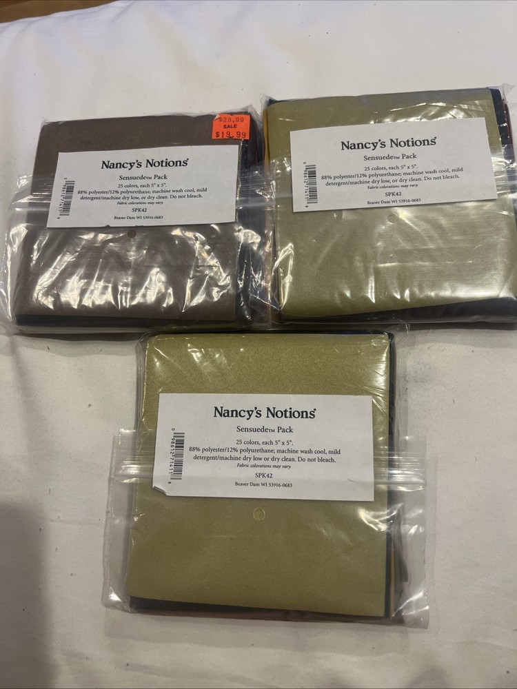 Lot Of 3 Nancy’s Notions Sensued Charm Pack 5″ Squares Polyester Polyurethane