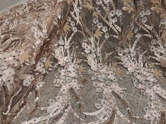 blush pink 3D flower Embroidery Pearl Beaded Lace Fabric 50” Width 1 Yard