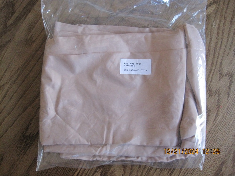 Lining polyester Beige 5 yards x 60 inches 3-available