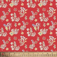 Red Floral Scroll Pattern – David Textiles Cotton Fabric (1 Yard, Pre-Cut)