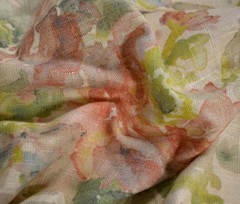 Macbeth Blush Pink Green Blue Floral Print Linen Covington Fabric