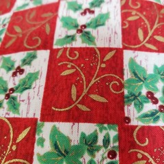Brother Sister Design Studio A Crackled Christmas Checkered Hollyberry 2 Yards