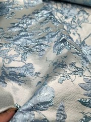 Sky Blue Floral Metallic Brocade Fabric Sold by the yard For Dress Upholstery