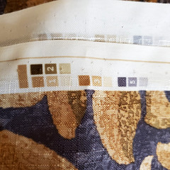 HOME SIGNATURE Vintage NOS- 5 Yds x 96″ Wide – Gold & Blue/Gray Damask Fabric