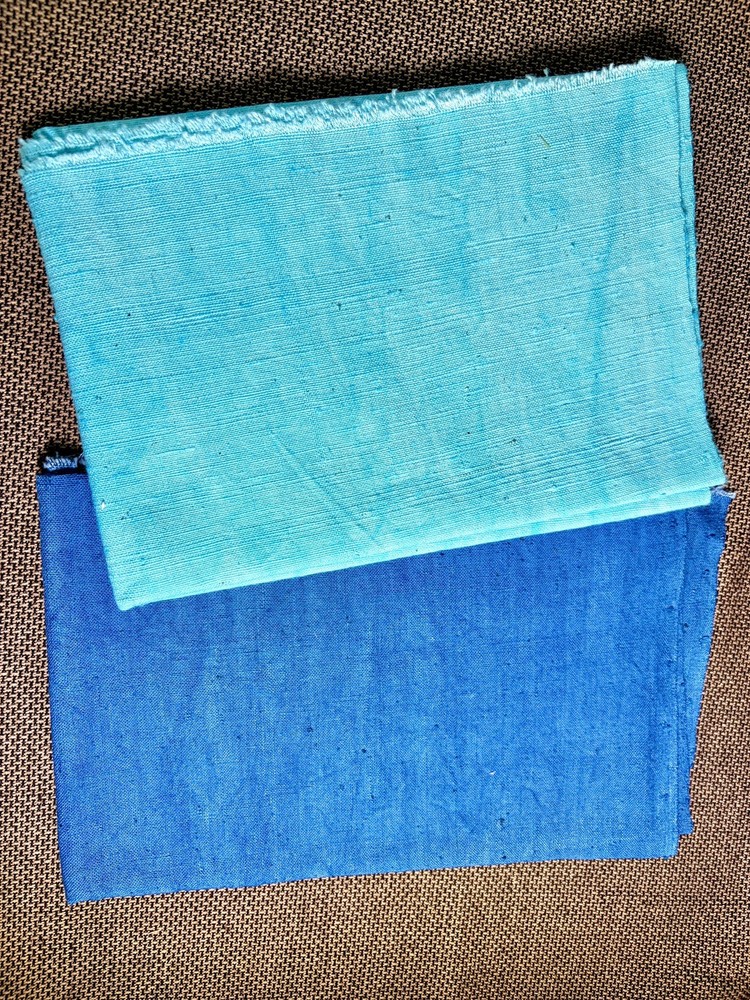 2 PCS Vintage Homespun Cotton Fabric Handwoven Stripe Textile Lot