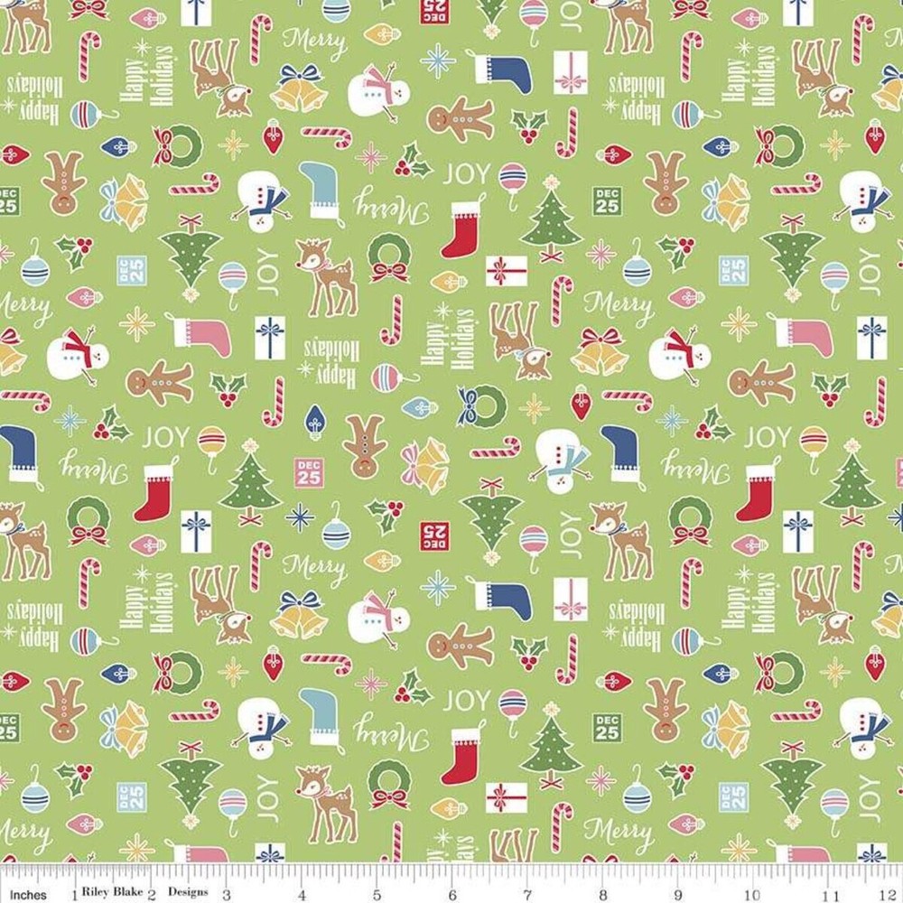 COZY CHRISTMAS IN GREEN BY LORI HOLT RILEY BLAKE 1930s REPRO RETRO FABRIC HY