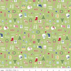 COZY CHRISTMAS IN GREEN BY LORI HOLT RILEY BLAKE 1930s REPRO RETRO FABRIC HY