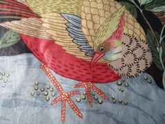 Rockbird GP & J Baker England Cotton Chintz Fabric Birds Floral 61×51 RARE 80’s
