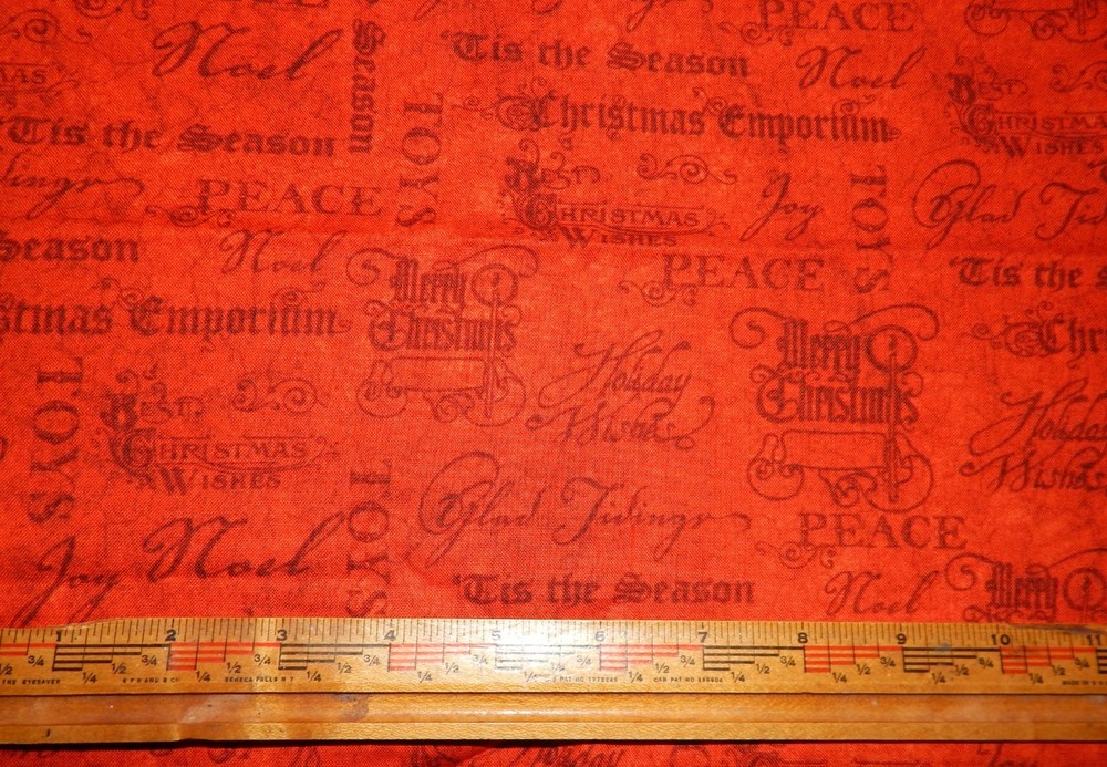 red cotton quilt fabric Christmas Emporium Graphic 45 noel holiday words Merry