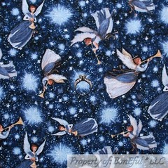 BonEful FABRIC FQ Cotton Quilt Blue Black White B&W Penguin Red Heart I LOVE YOU