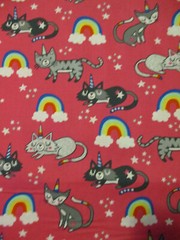 CATS UNICORNS CAT RAINBOW UNICORN BRIGHT COLORS PINK COTTON FABRIC BTHY