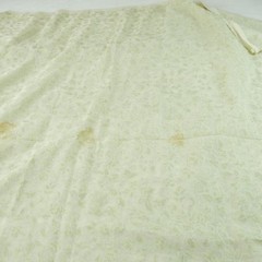 6Y+ x 55″ Vintage Sheer Voile Fabric Drapery Floral Rose Ethereal Sage Green