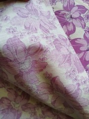 Vintage 40s 50s FABRIC 35 Wide Purple Large Flowers Dressmaking Fabric 66 Inches