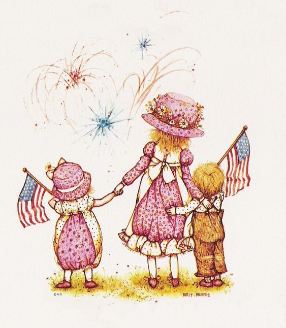 Set of TWO Holly Hobby 4th of July 5×5 Inch Cotton Craft & Quilt Fabric Blocks
