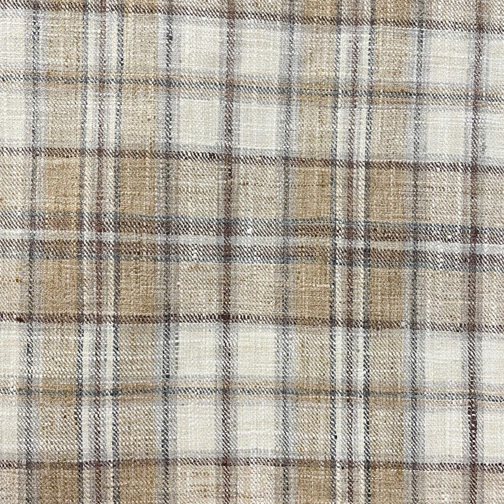 Stately Tussah Taupe Grey Cream Plaid P Kaufmann Fabric