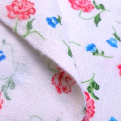 Red Blue Peone Print Cotton Flannel Fabric 45″ By Yard Floral Blanket Fabric