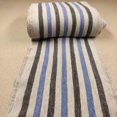 100% linen fabric – heavy french belgium flax dense – striped sack weave linen