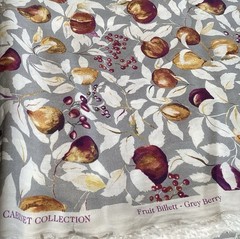 Rare 4 1/3 Yards Chesham Cabinet Collection “Fruit Billett-Grey Berry Fabric
