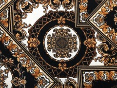 Liverpool Fabric-Black White Gold Arabic Mosaics-LVPR267-Sold by the Yard