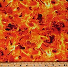 Cotton Fire Flames Open Air Orange Cotton Fabric Print by the Yard D694.63