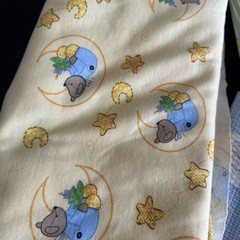 Lot Of 3 Pieces Of Fabric Yellow Blue Green Nursery Cotton Jersey VTG Sewing