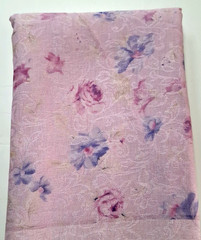 3 yd x 62″ w Polyester Fabric Pink Purple Floral Embossed Design NO STRETCH