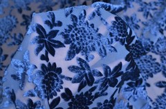 2.4 yd/ Vintage Mulberry Silk Velvet Devore Fabric Luxury Uzbek Oriental Textile