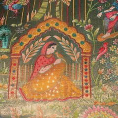 Multicolor Pictorial Animals Scene Fabric Textile Panel Up to 45” Wide