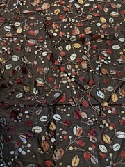 6 Yards Brown Gold Rust Leaves floral Velvet Burnout on chiffon Fabric 45″