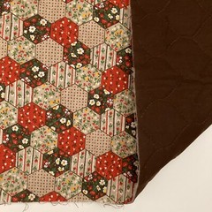 Vintage 80s QUILTED Patchwork Cheater Fabric Autumn Colors 20×40″ Remnant