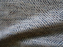 Brunschwig Fils Herringbone SARADA Texture Tan Brown Blue Upholstery Fabric 18+Y