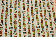 Sewing Fabric quilt Cotton 44″ x 1/2 yd Black Gray Spools of Sewing Thread