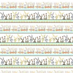 Susybee HAROLD THE HARE Pictoral Stripe Quilt Fabric sold by 1/2 yd #20374-100