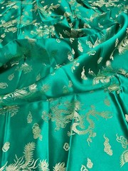 Arisa JADE GREEN Dragon Brocade Chinese Satin Fabric for Cheongsam/Qipao, Appar