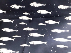 Navy Fish Outdoor Fabric Upholstery Pillow Deck Chair Cushion 2.5 Yard Lot