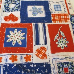 CONCORD Cotton FABRIC Americana Floral Blocks Cheater Quilt BTYx44