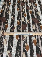 MODA Night Owl 100% med cotton fabric by the yard Midnight 48420 24 OWLS tree
