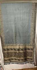 Exquisite Floral & Paisley Border Silk Sari Sage Green 5.5 In Length 44″ Wide
