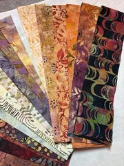 Batik Fabric Strips 20 pieces 2.5″x 42″ partial jelly roll earth tones