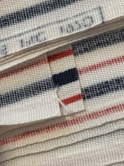 VTG Cotton Fabric Klopman Mills Red Blue White Stripe 2.5 yds x 44″ 1970s NEW
