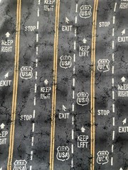 Route 66 Road Map Travel Gray Cotton Fabric Whistler Studios for Winham 1.5 yds