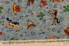 Giddyup Fabric By Kari Pearson For Quilting Treasures Horses Hats Boots Blue BTY