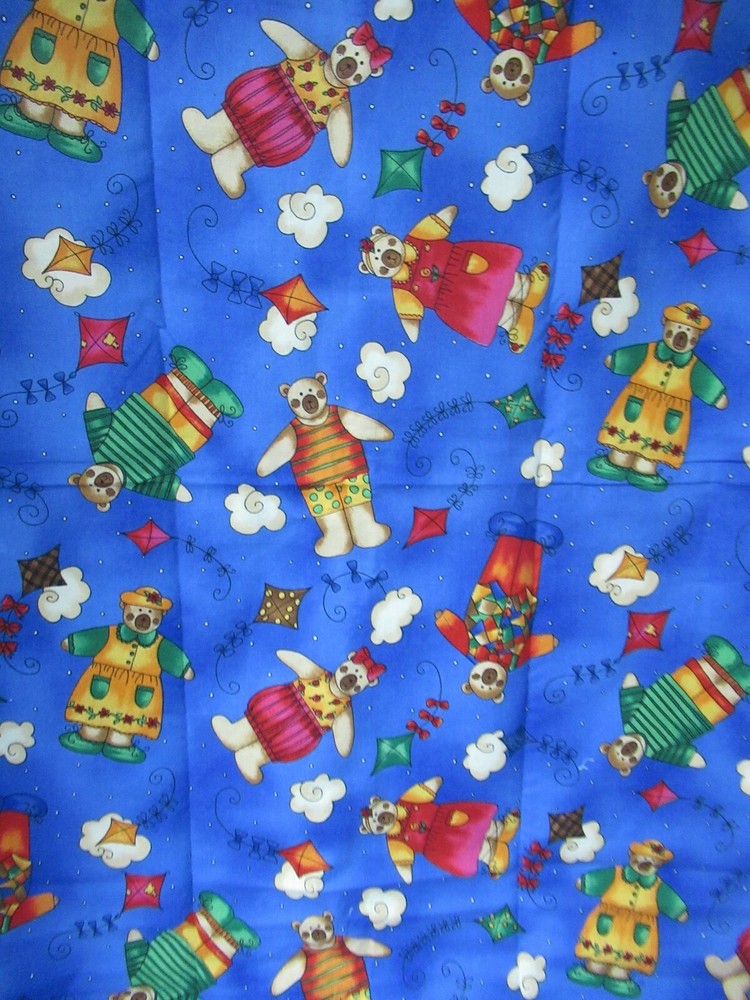 Bears/kites KP Kids & Co by Kari Pearson for SSI Cotton Fabric 1 YD X 42″W