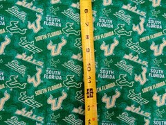 UNIVERSITY of SOUTH FLORDIA “BULLS” NEW ALL SPORT DESIGN 1/2 YARD 100% COTTON