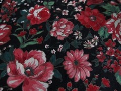 4 YARDS REDS AND PINKS FLORAL FABRIC WITH BLACK BACKGROUND 100% COTTON