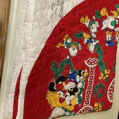 Vtg Disney Mickey & Friends Fabric Panel To Make Quilted Tree Skirt & Coasters.