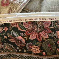 100”- Stanley King Studios Screen Print Fabric Teflon Finish 54″ Floral VTG