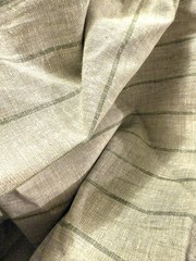100% Flax Linen Fabric Green Stripe Yarn Dyed Medium Weight 56″ Wide