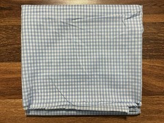 Tiny Light Blue White Gingham Check Cotton Blend Fabric 84in X 44in
