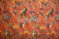 Indian 5 Yd Fabric Cotton Dress Material Bird Sanganeri Print Hand Block Fabric